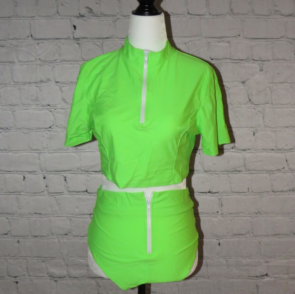 💚Neon green high waisted sport bikini
